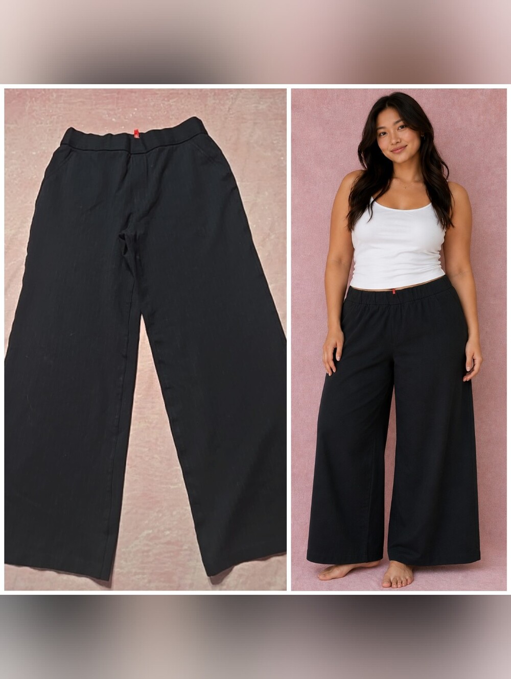 Spanx The Perfect Pant Wide-Leg Pin Stripe Ponte Dress Pants Size Large 32x30